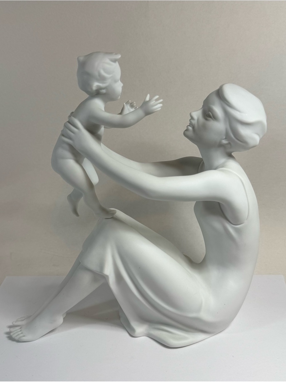 Kaiser White Porcelain Figurine #398 Mother And Child Bisque Matte Vintage
